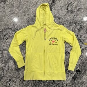 U.S. Vintage Myrtle Beach Yellow Full Zip Hoodie Small Women Embroidered #997